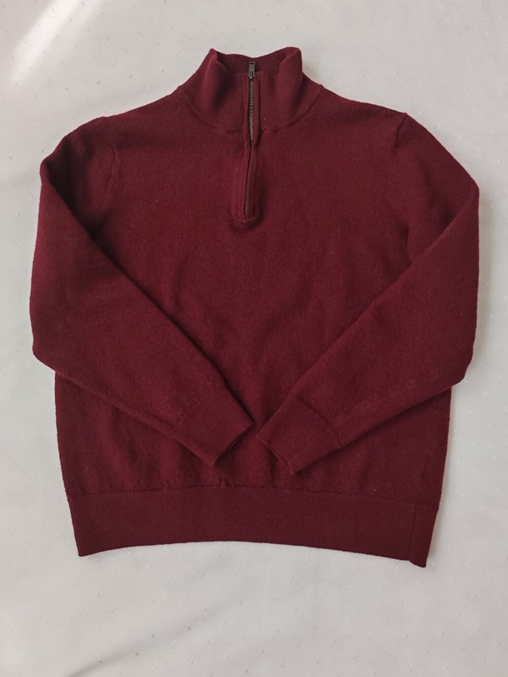 Christian Lacroix Extra Fine Merino Wool 1/4 Zip Sweater Burgundy L - Picture 10 of 10